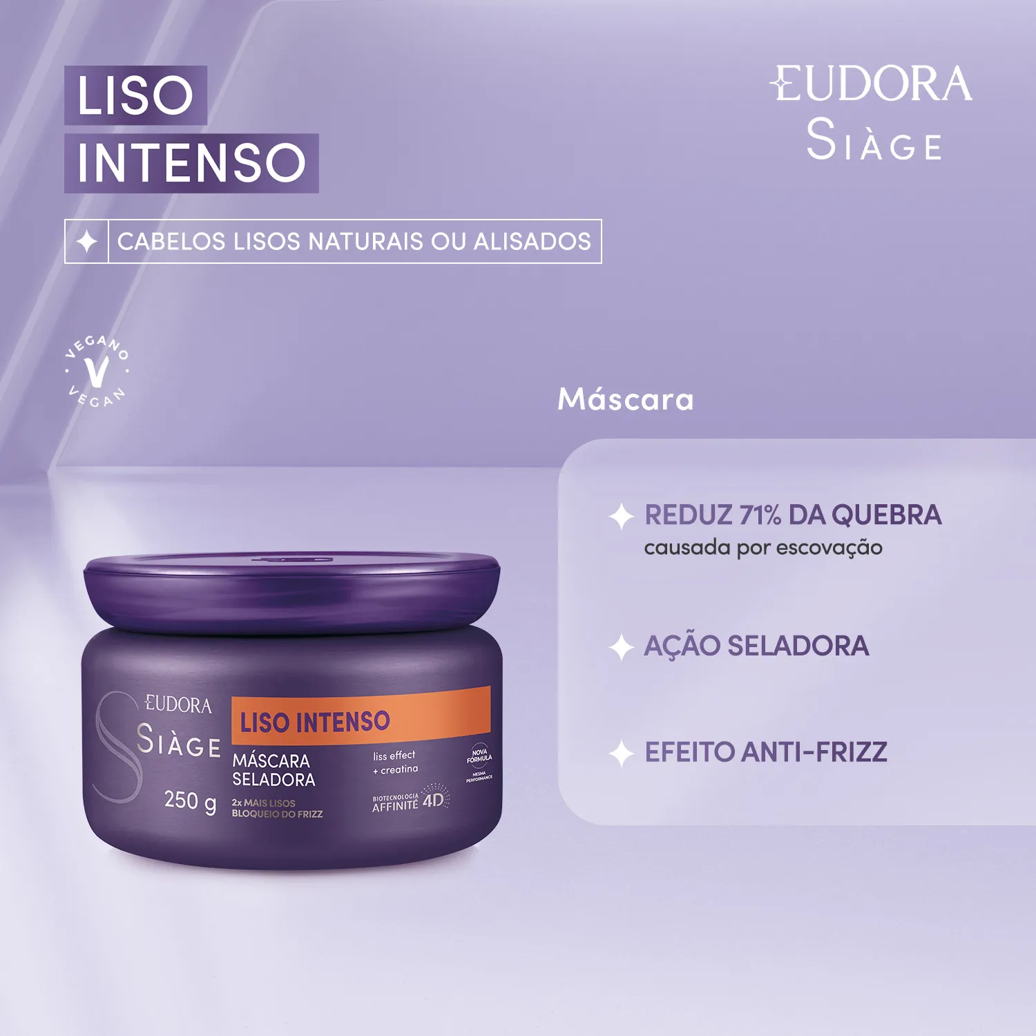 Máscara Capilar Eudora Siàge Liso Intenso Seladora 250g — foto 2