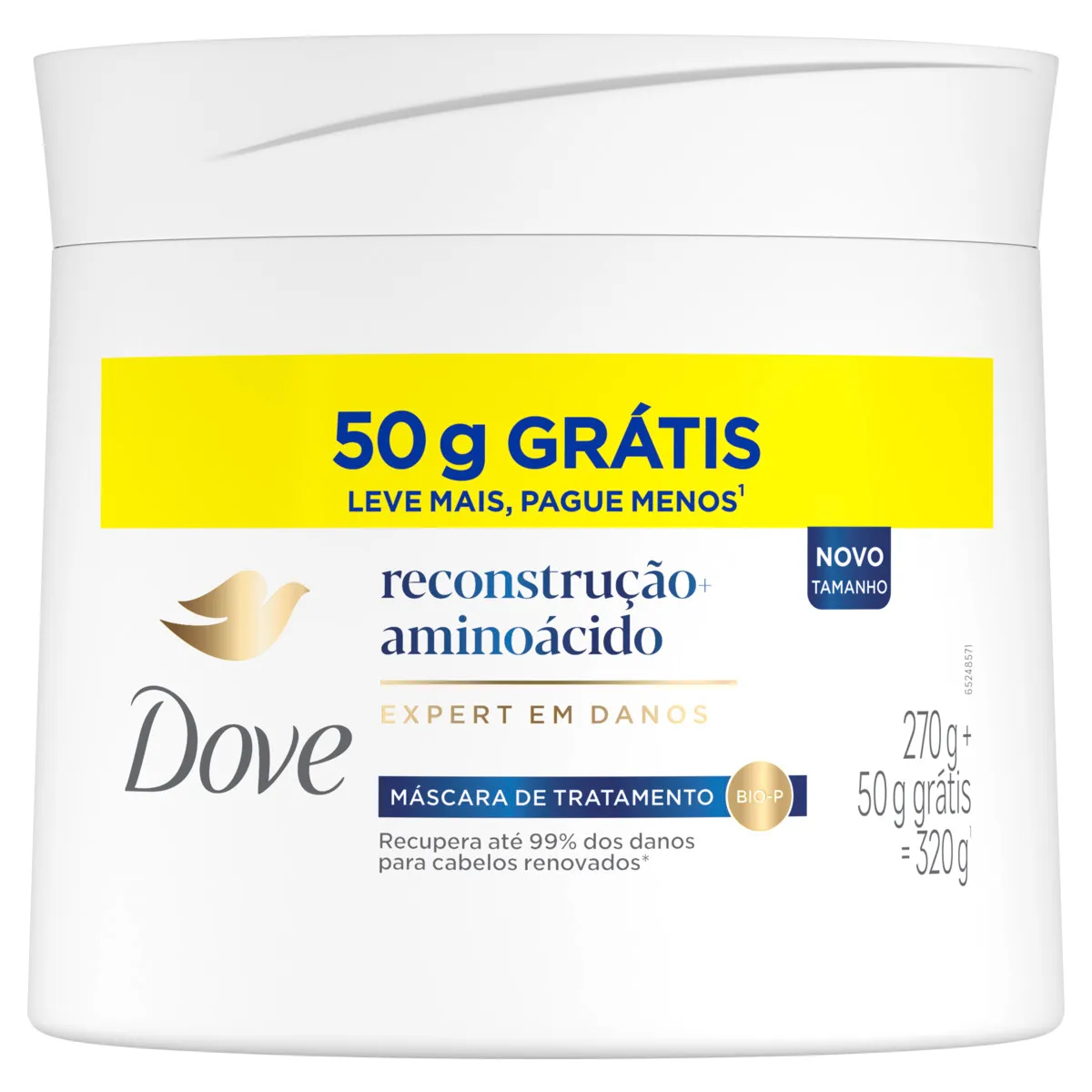 Máscara De Tratamento 2 Em 1 Dove Reconstrução + Aminoácido 320g