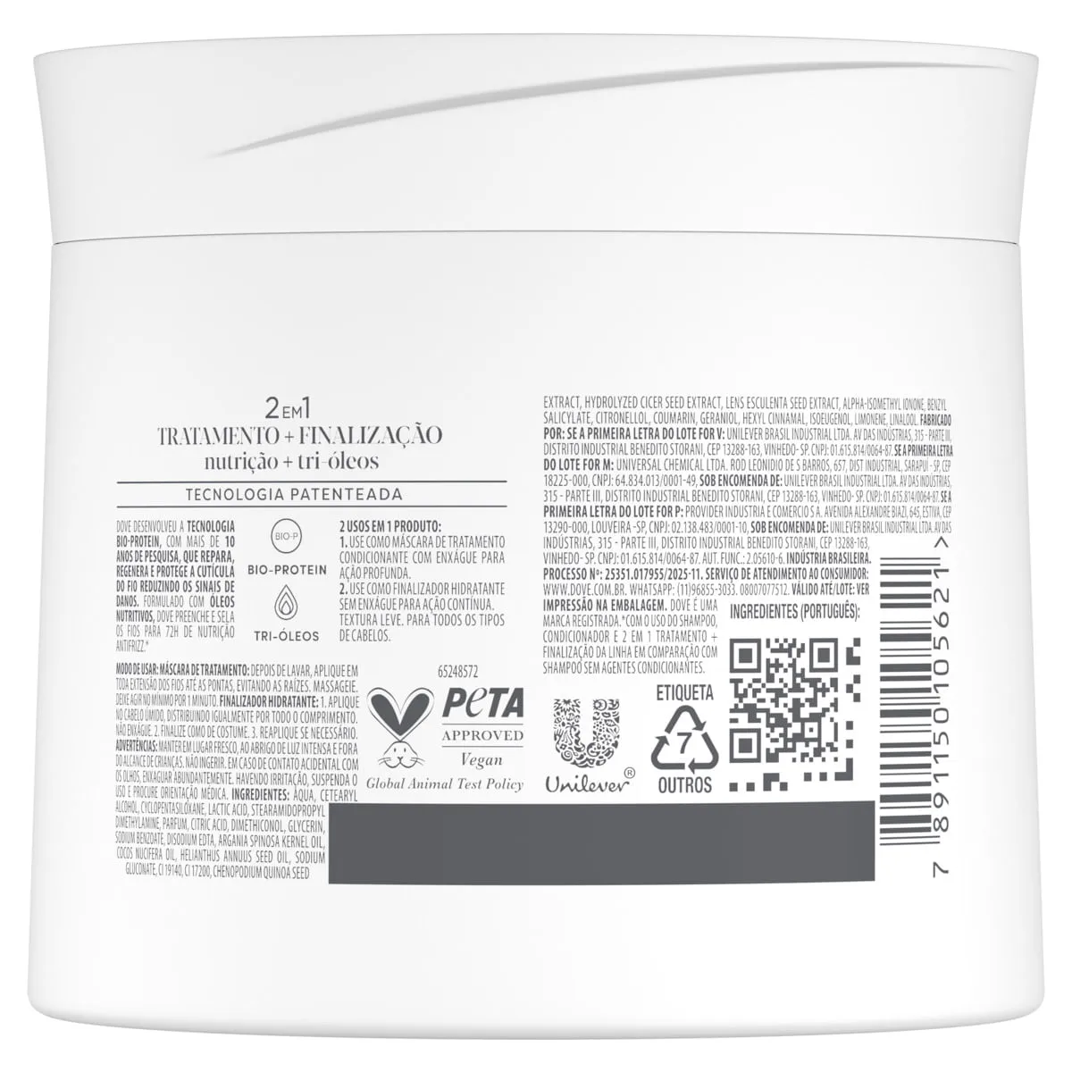 Máscara De Tratamento Capilar Dove Nutrição + Tri-Óleos 320g — foto 3