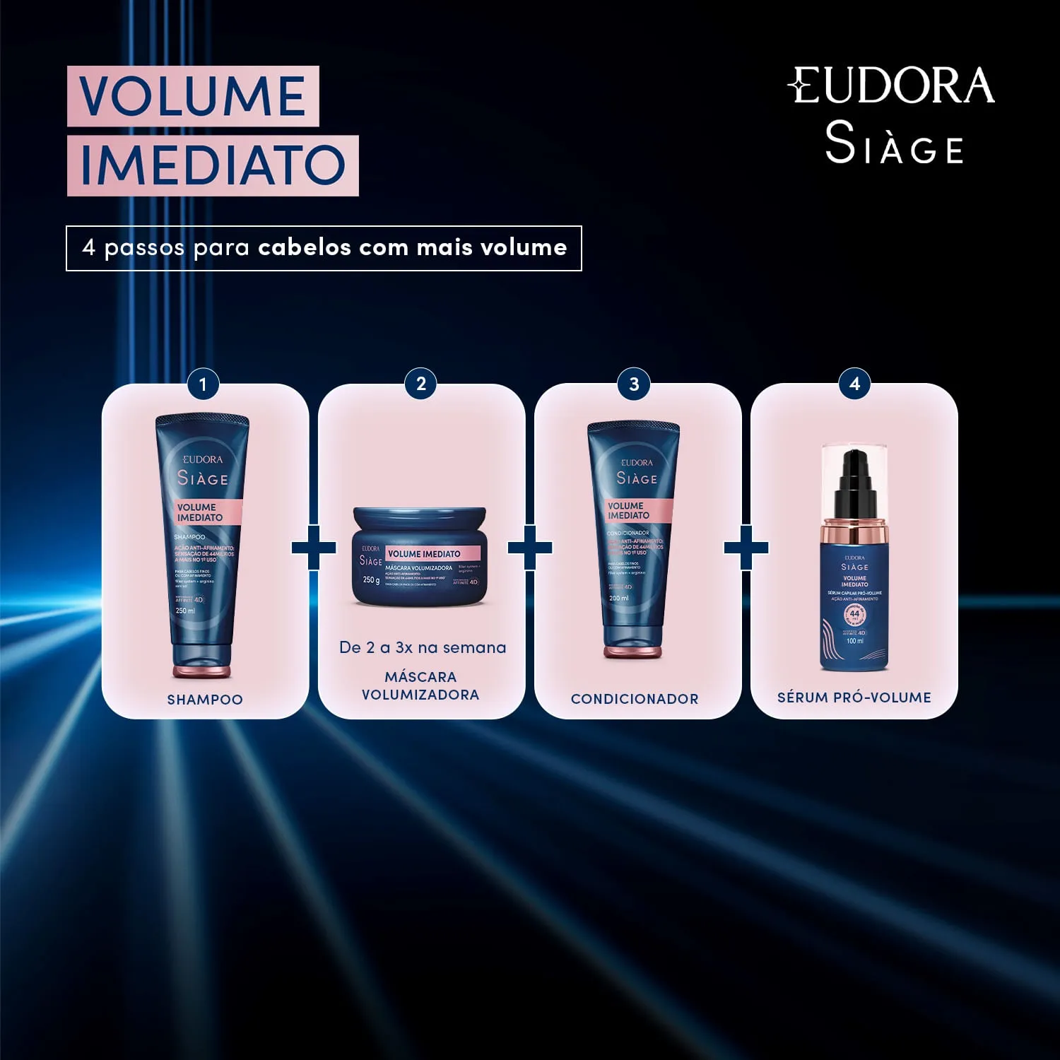 Máscara De Tratamento Capilar Eudora Siàge Volume Imediato 250g — foto 4