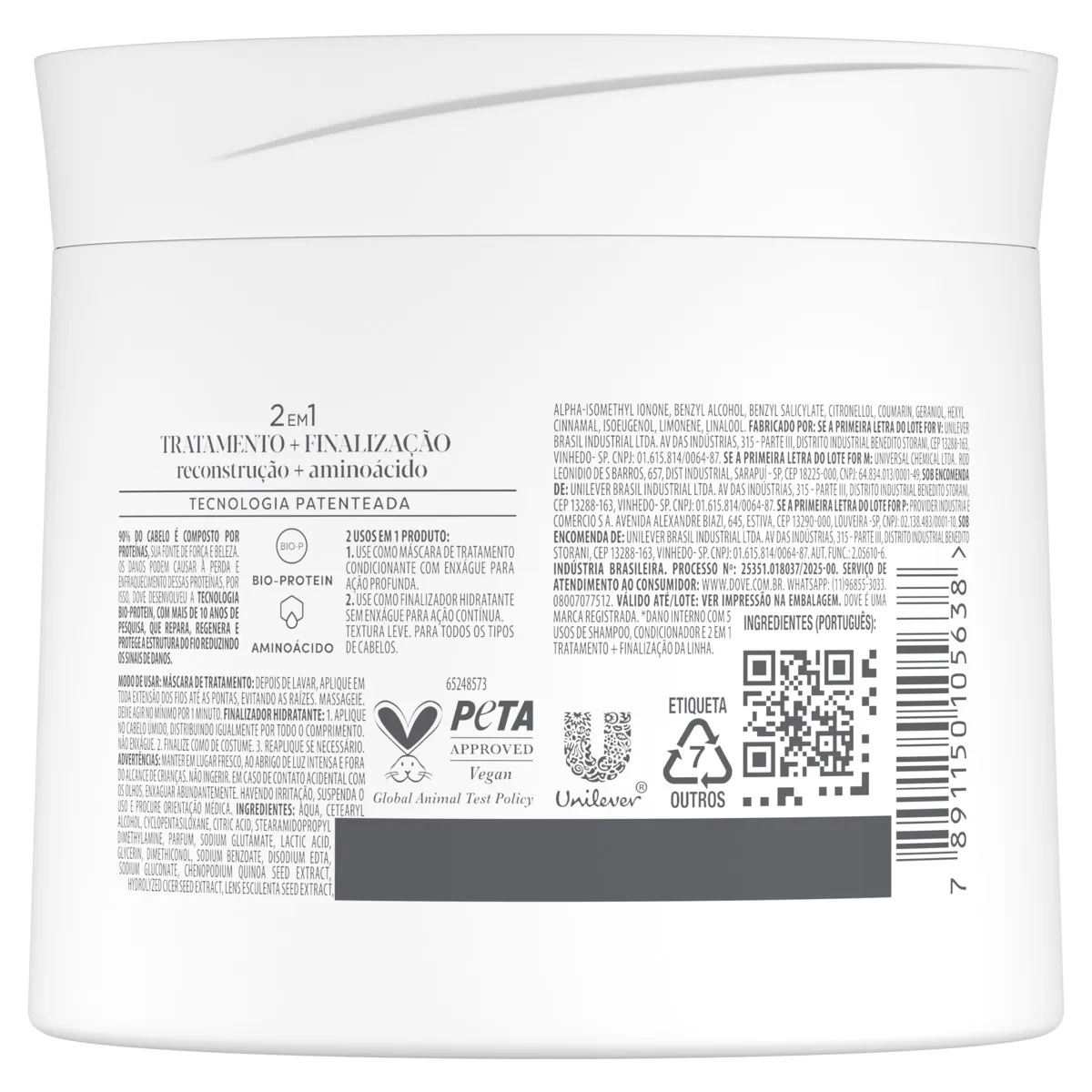 Máscara De Tratamento Dove Reconstrução + Aminoácido 320g — foto 2