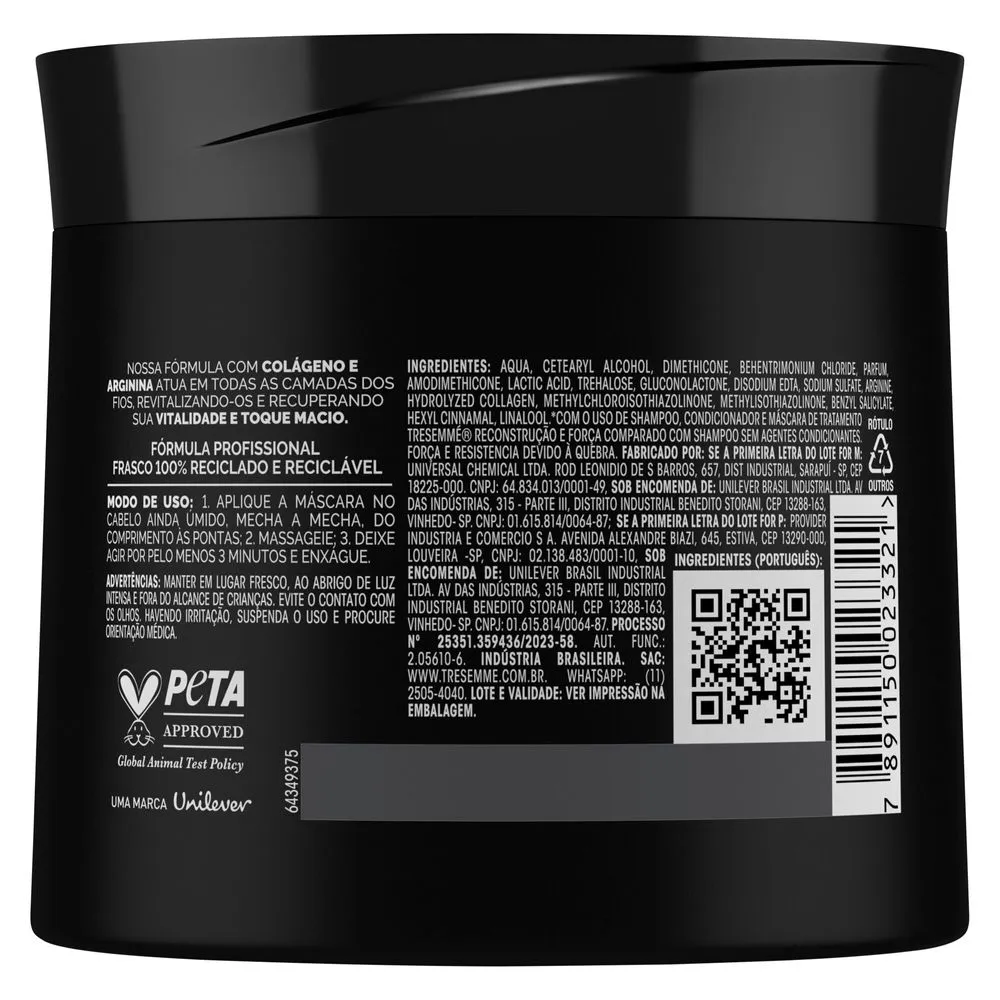Máscara de Tratamento TRESemmé Reconstrução Intensa Colágeno e Arginina 400g — foto 3
