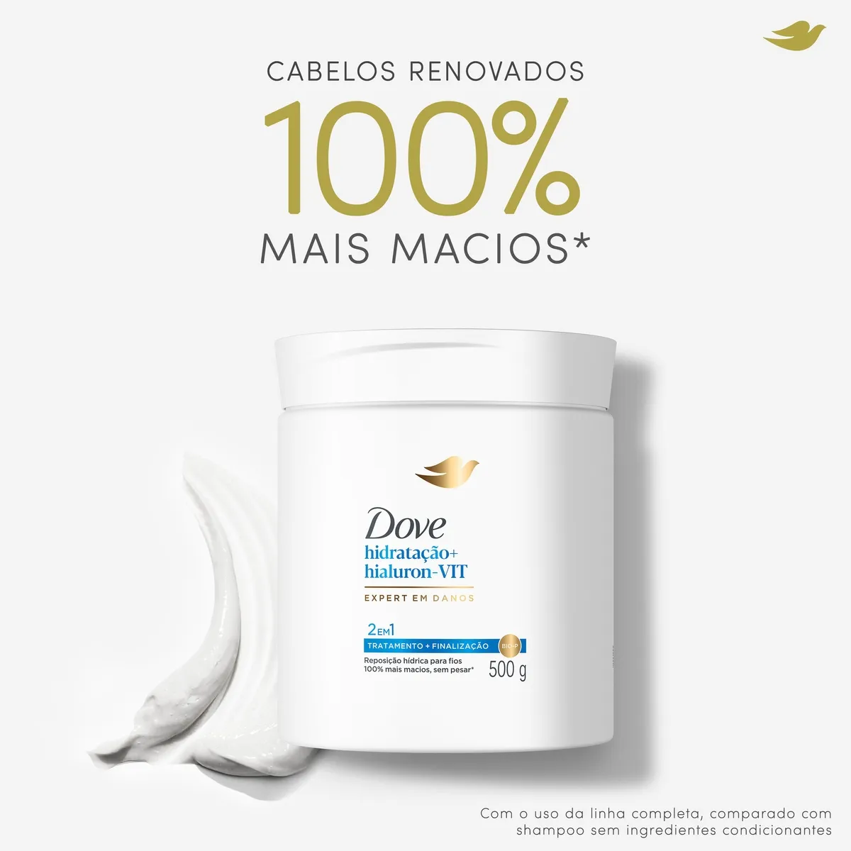 Máscara Dove 2 Em 1 Hidratação + Hialuron-Vit 500g — foto 4