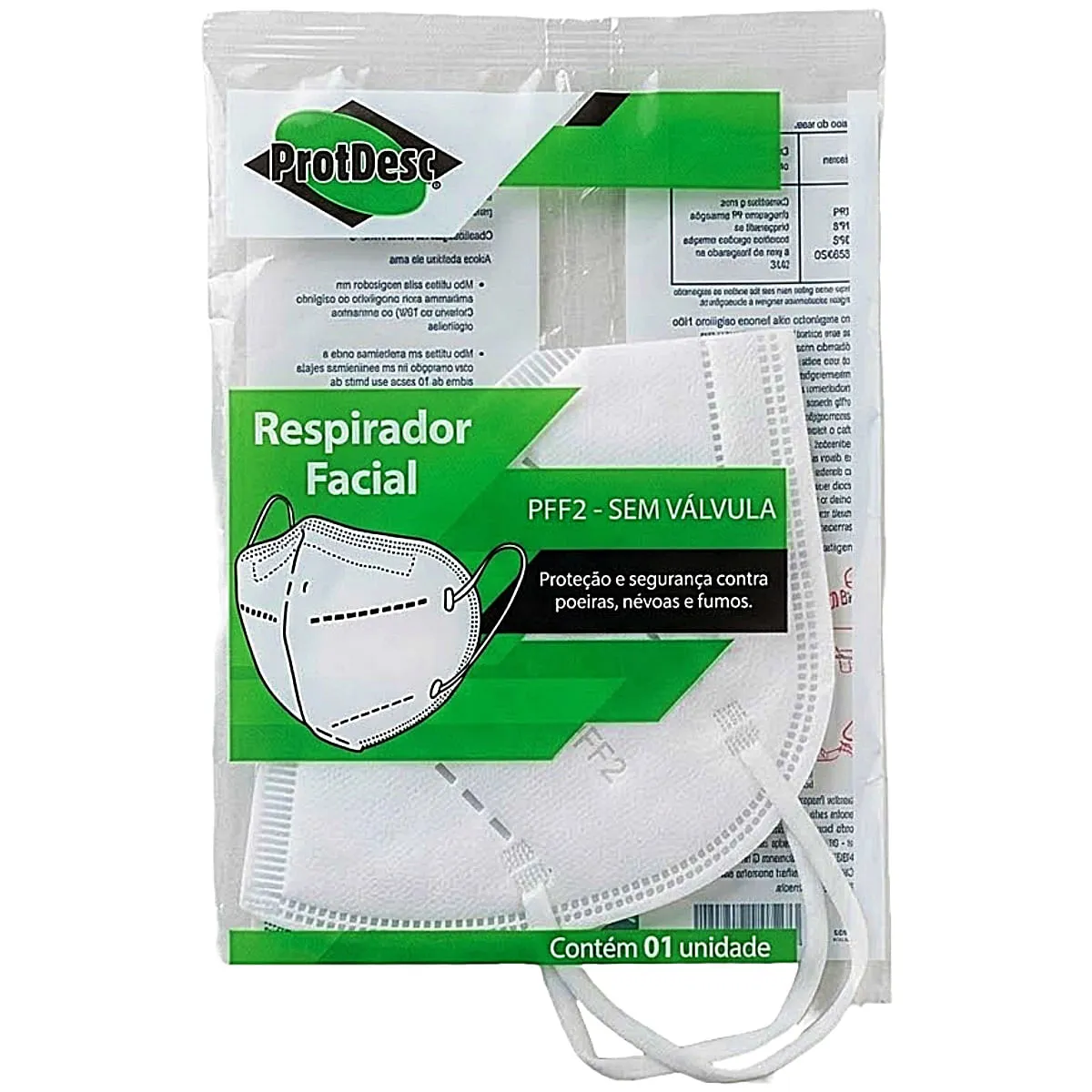 Máscara Respirador Facial PFF2 Branca Sem Válvula - unidade — foto 3