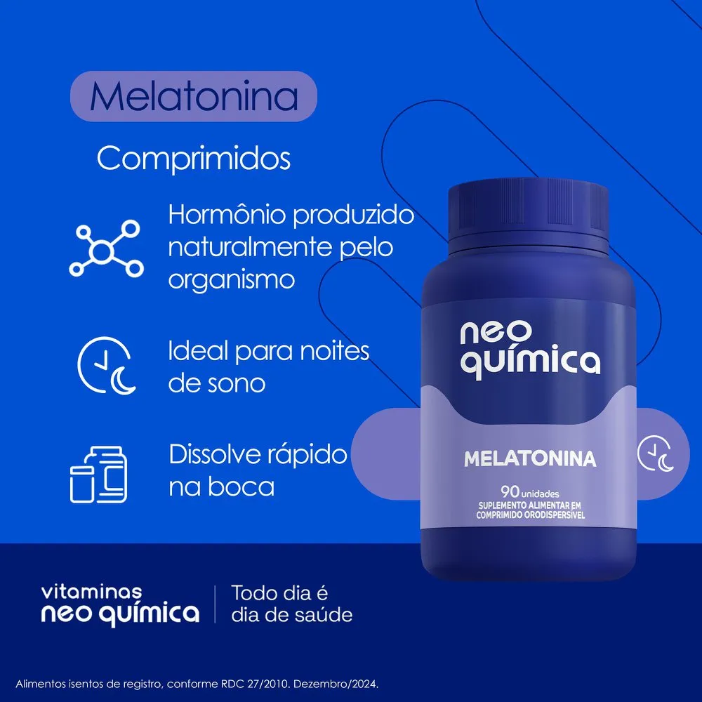 Melatonina 0,21mg Sabor Maracujá 90 Comprimidos Orodispersíveis Neo Química — foto 3