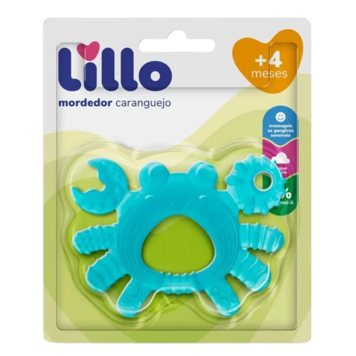 Mordedor Lillo Caranguejo +4meses Massageador de Gengivas Azul 1 Unidades