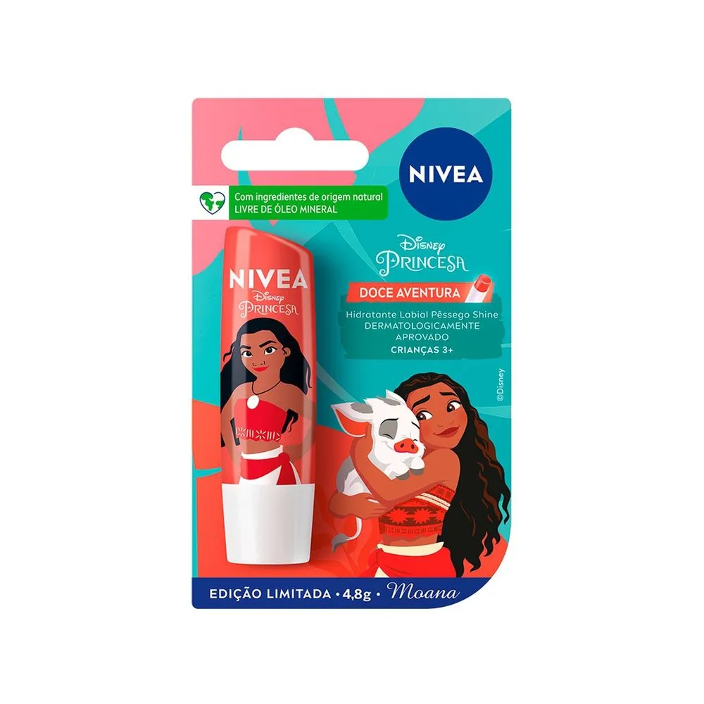 NIVEA Hidratante Labial Pêssego Shine 4,8g - Ed. Limitada Disney Moana