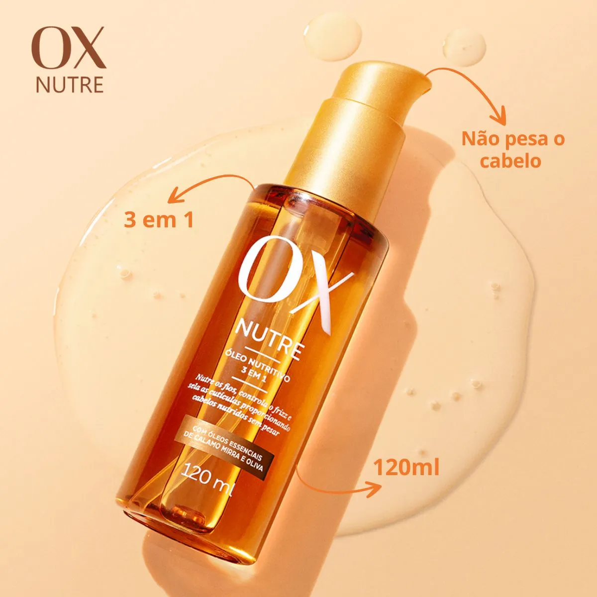 Óleo Capilar OX Nutre 3 em 1 Óleos Nutritivos 120ml — foto 3