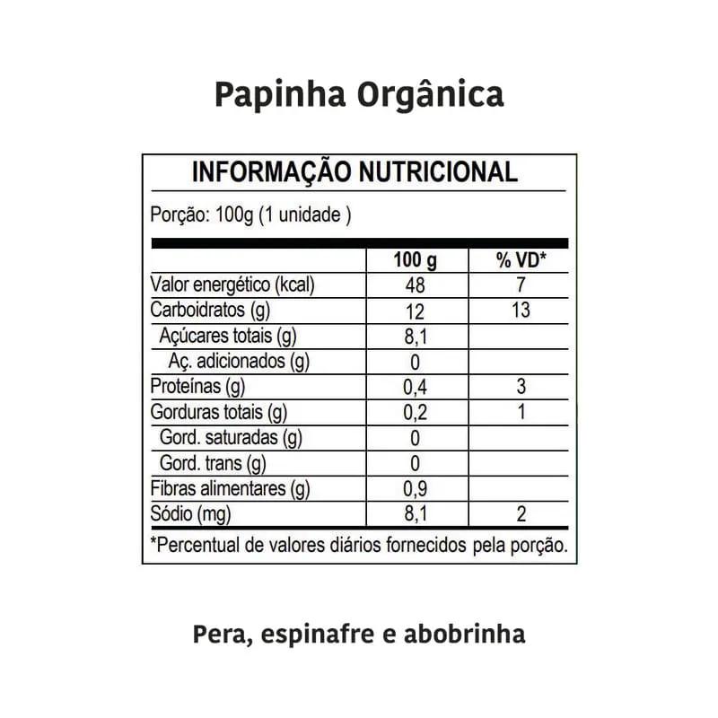 Papinha - Pera, Espinafre e Abobrinha - Papapá 100g — foto 2