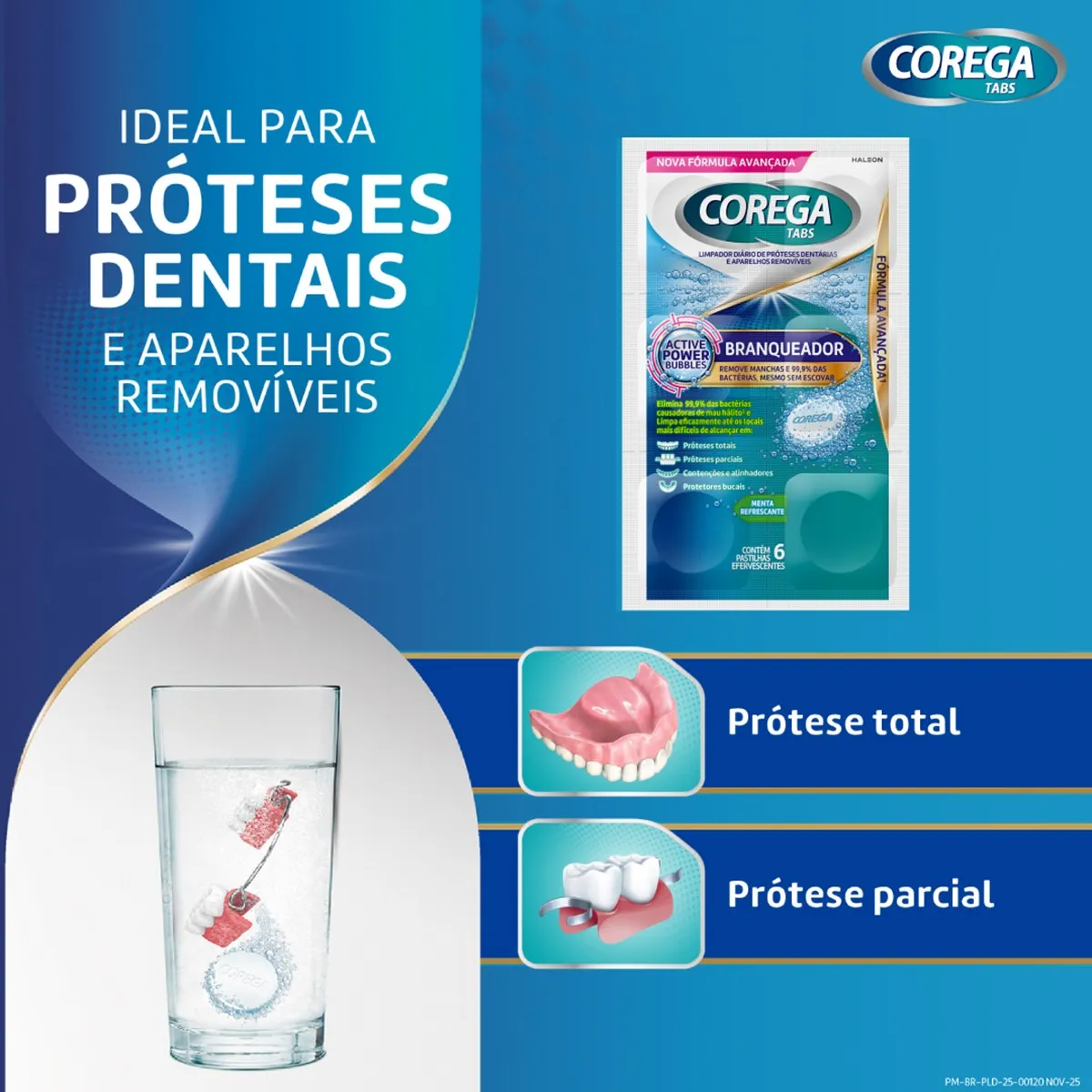 Pastilha de Limpeza Corega Tabs Branqueador 6 Unidades — foto 5