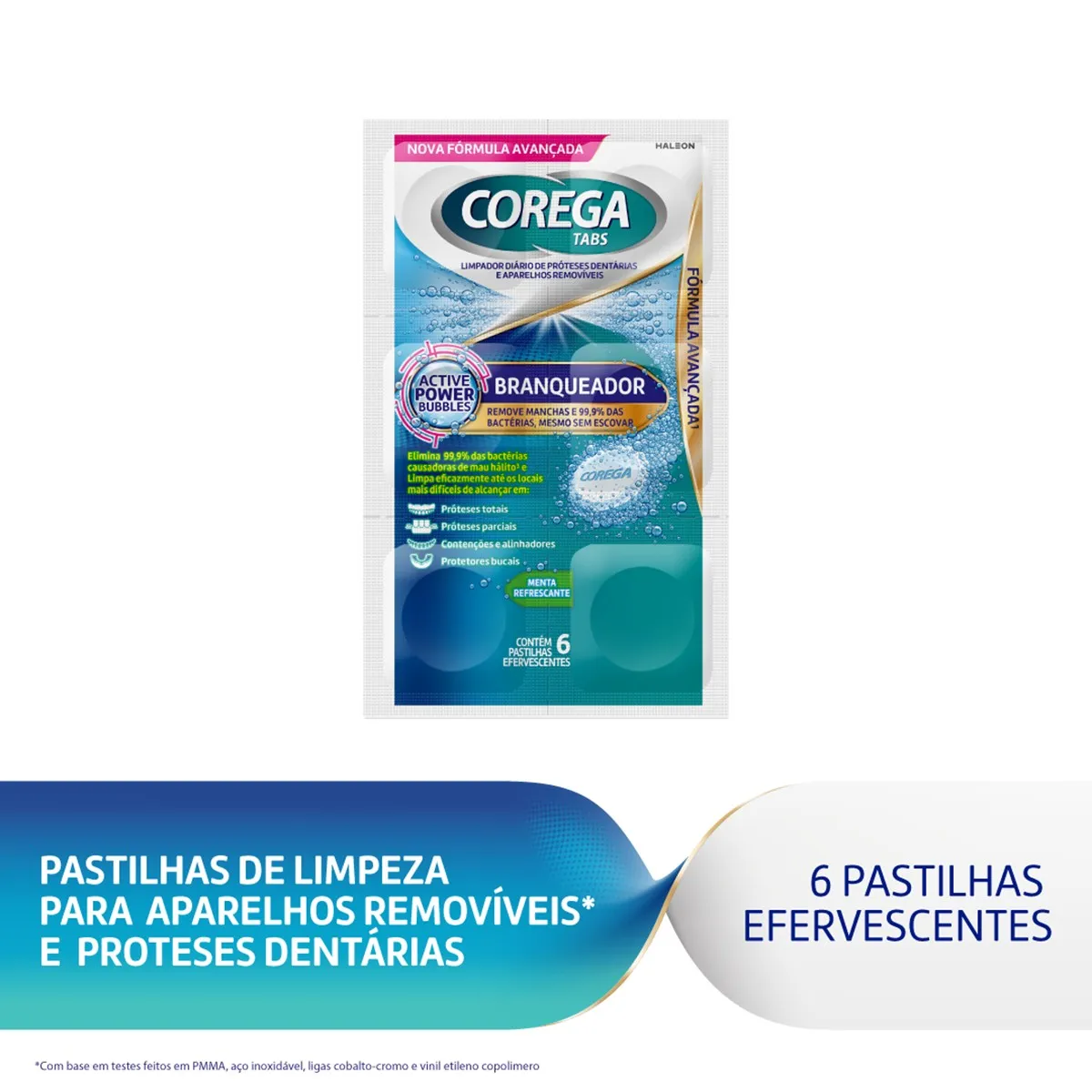 Pastilha de Limpeza Corega Tabs Branqueador 6 Unidades — foto 2