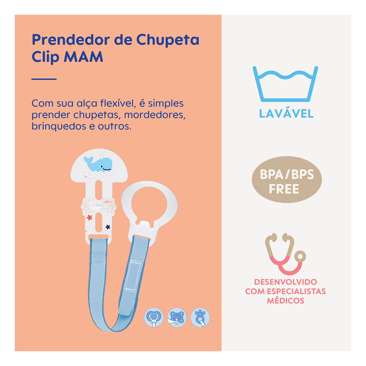 Prendedor de Chupeta MAM Clip Azul 1 Unidade — foto 6