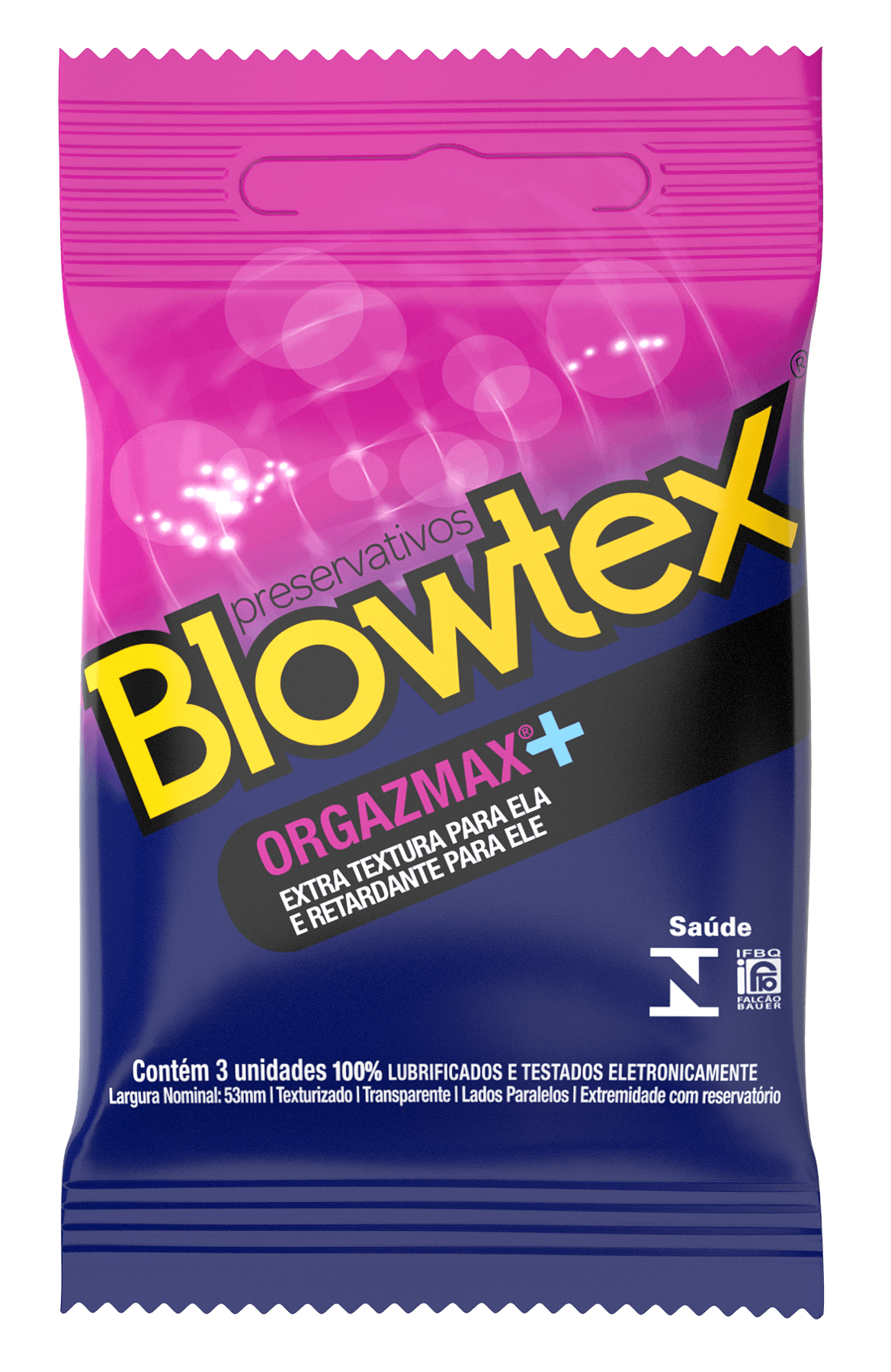 Preservativo Blowtex Orgazmax+ Lubrificado Texturizado Retardantes 3 Unidades