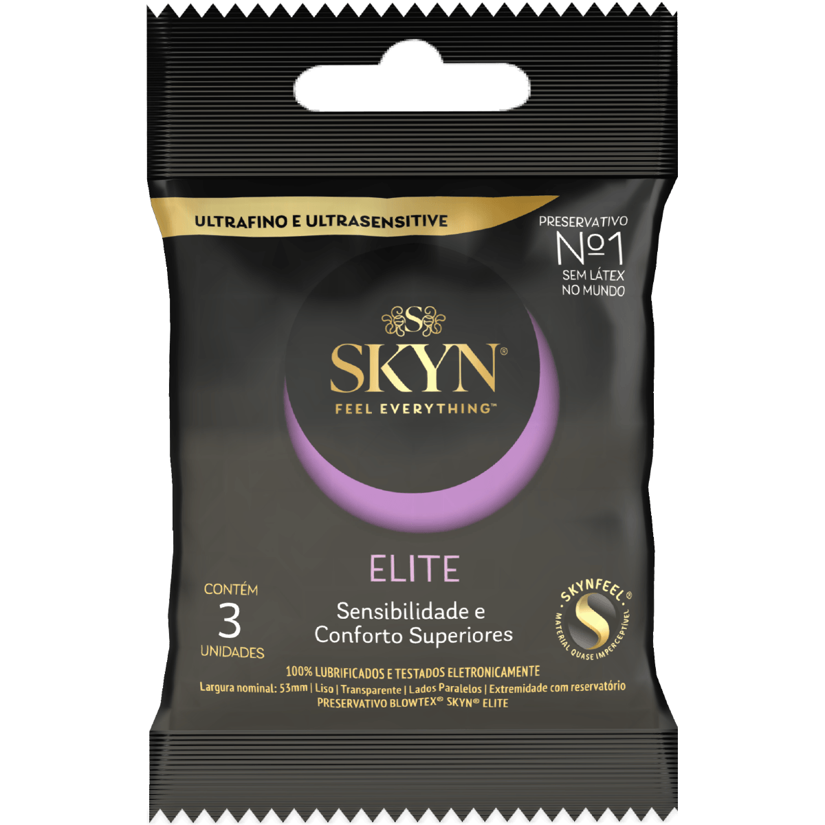 Preservativo Blowtex Skyn Sinta Tudo Elite Lubrificado Ultrafino Ultra Sensitive 3 Unidades
