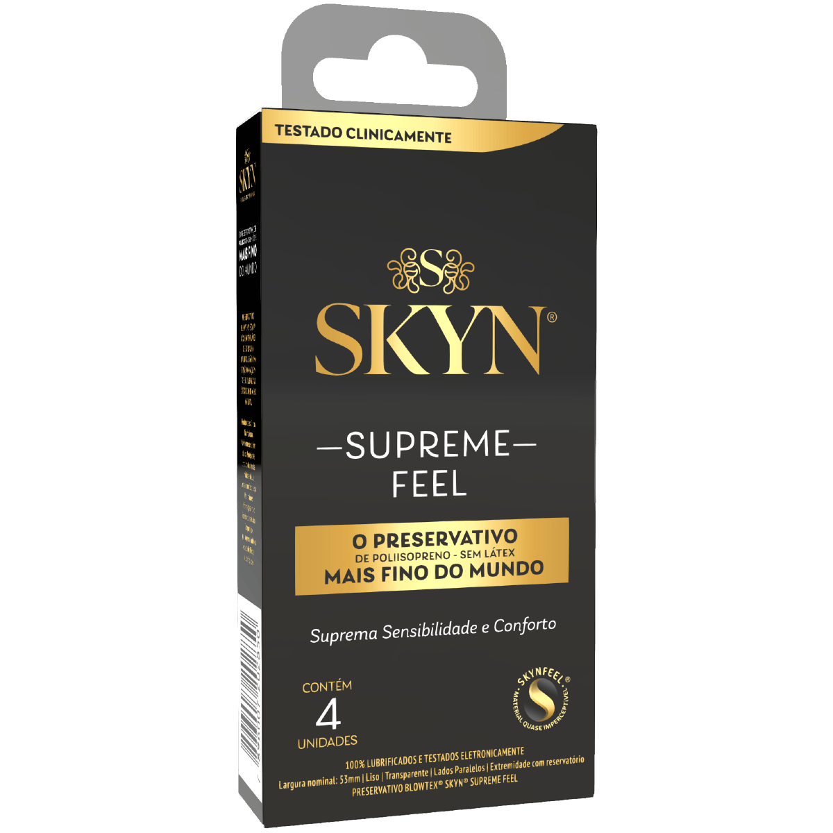 Preservativo Blowtex Skyn Supreme Feel Lubrificado Mais Fino Sem Látex 4 Unidades