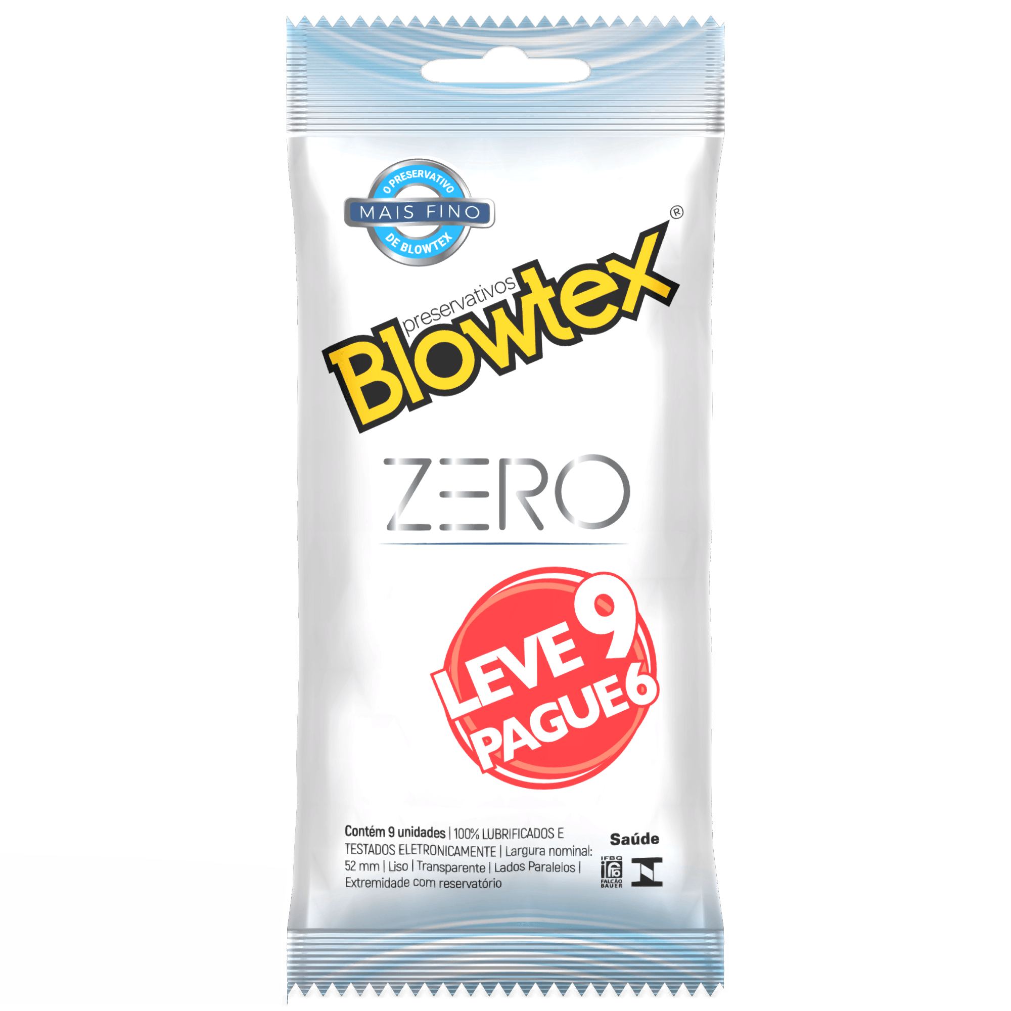 Preservativo Blowtex Zero Lubrificado Mais Fino 9 Unidades