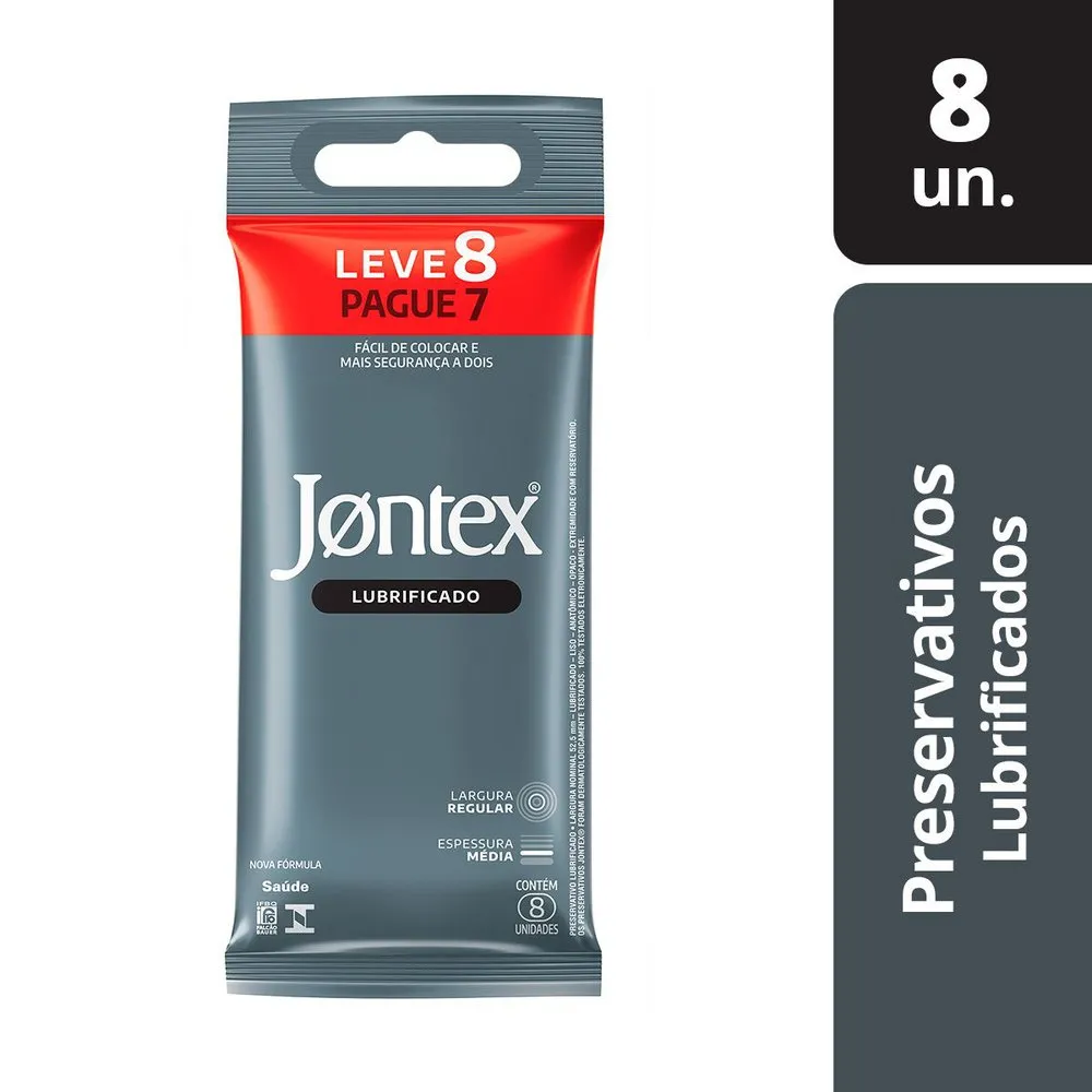 Preservativo Jontex Lubrificado Camisinha Leve 8 Pague 7 Unidades