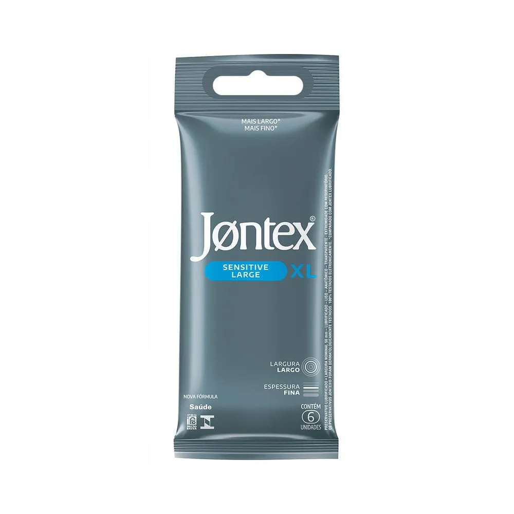 Preservativo Jontex Sensitive Larger Lubrificado XL 6 Unidades — foto 2
