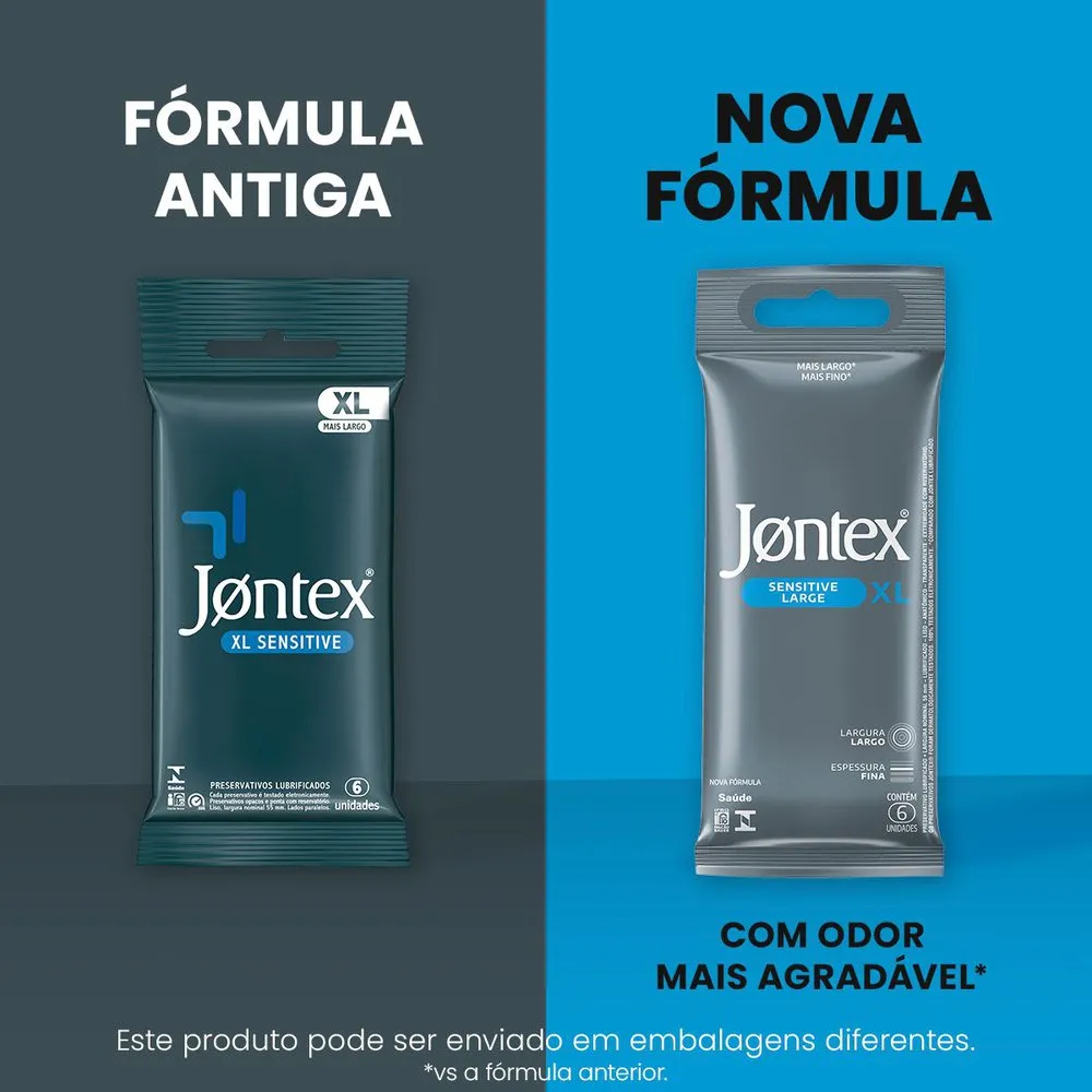 Preservativo Jontex Sensitive Larger Lubrificado XL 6 Unidades — foto 3