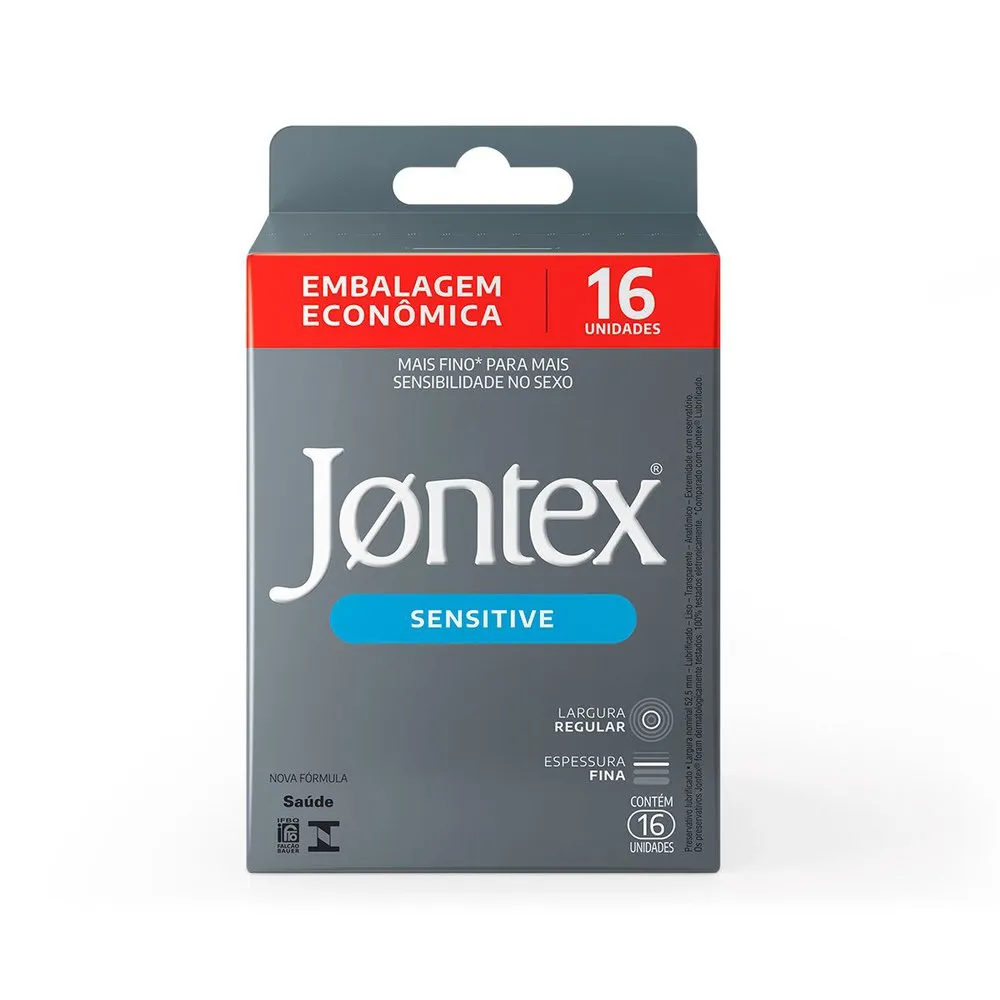 Preservativo Jontex Sensitive Lubrificado Fino Regular 16 Unidades — foto 2