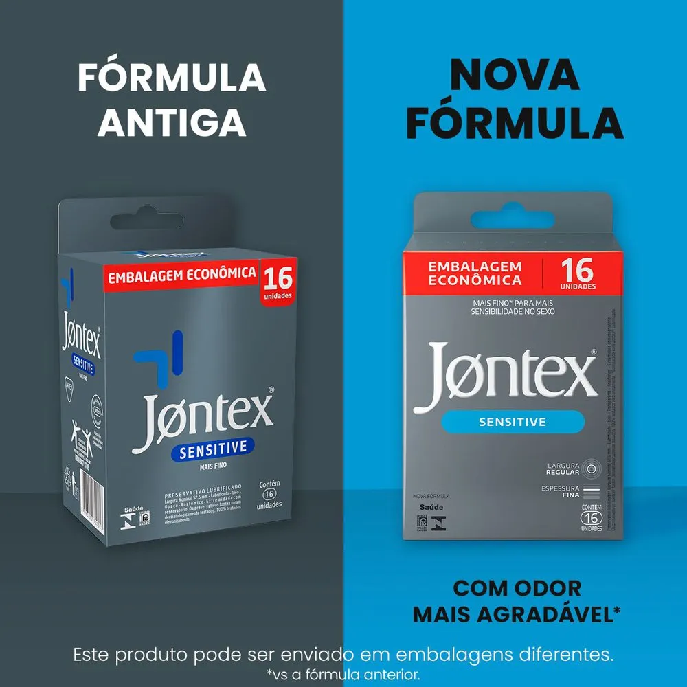 Preservativo Jontex Sensitive Lubrificado Fino Regular 16 Unidades — foto 3