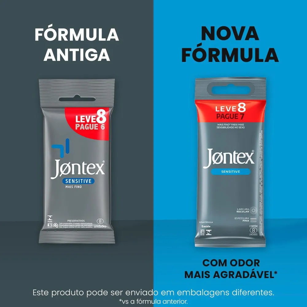 Preservativo Jontex Sensitive Lubrificado Fino Regular 8 Unidades — foto 3