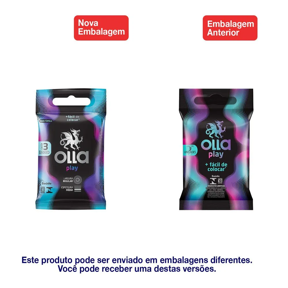 Preservativo Olla Play Lubrificado + Fácil de Colocar 3 Unidades — foto 2