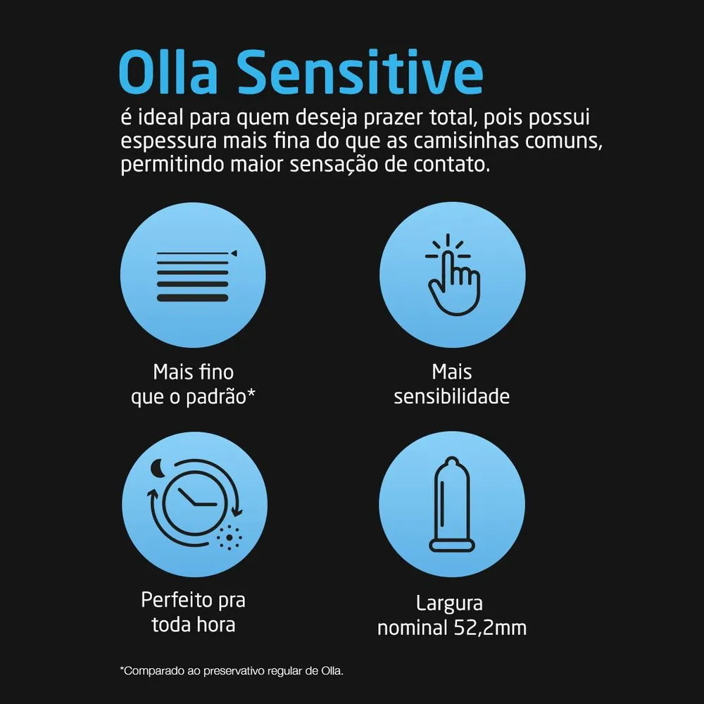 Preservativo Olla Sensitive Lubrificado Mais Fino 8 Unidades — foto 4