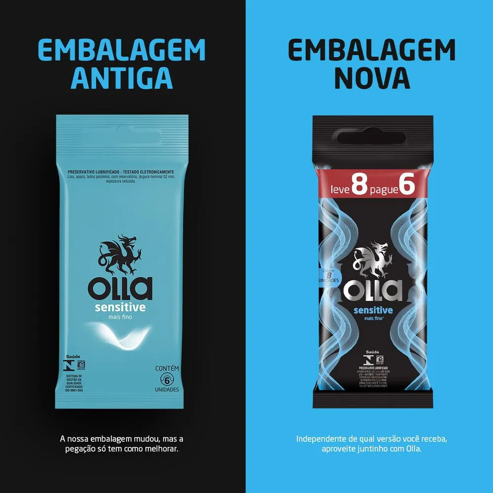 Preservativo Olla Sensitive Lubrificado Mais Fino 8 Unidades — foto 3
