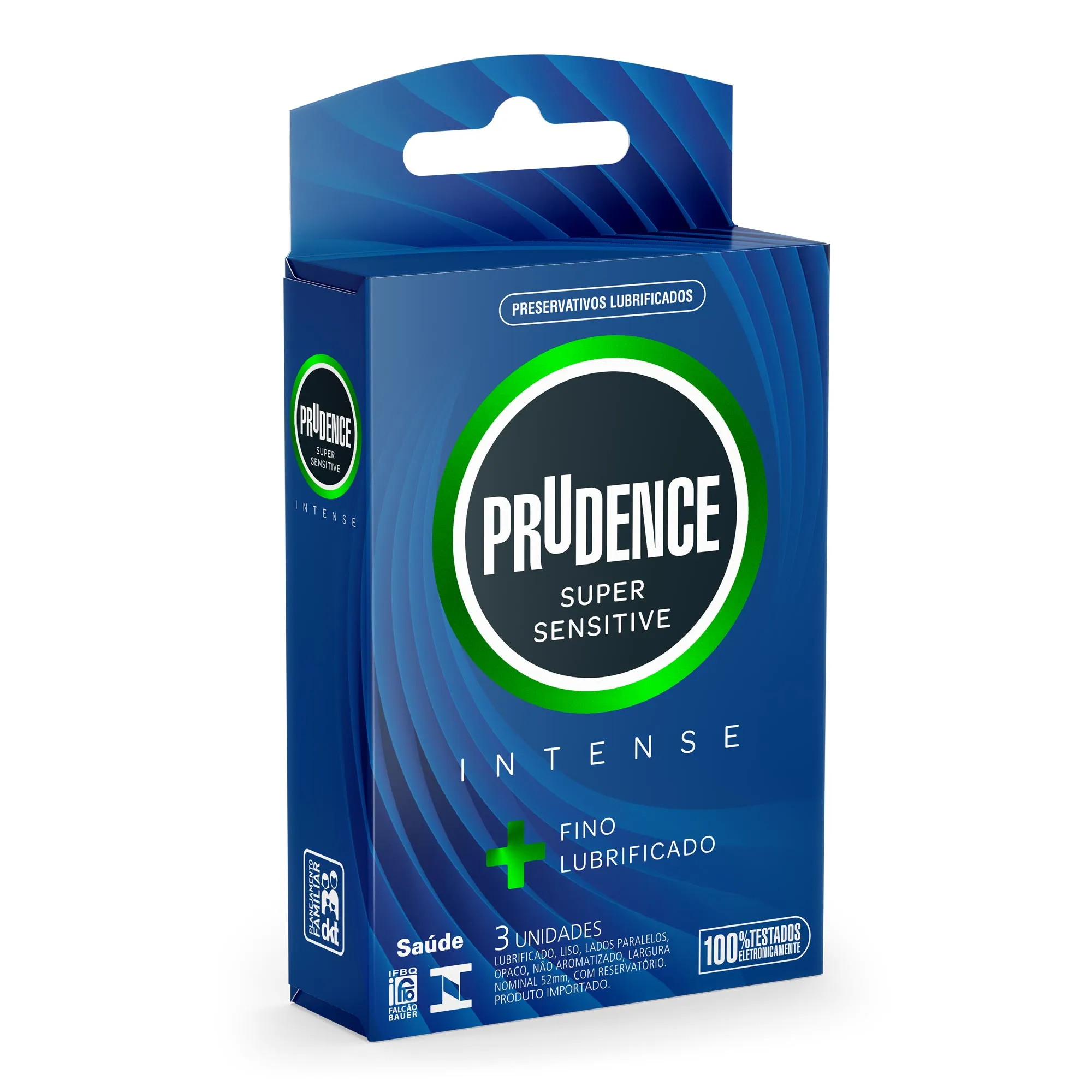 Preservativo Prudence Super Sensitive Intense Lubrificado Fino 3 Unidades