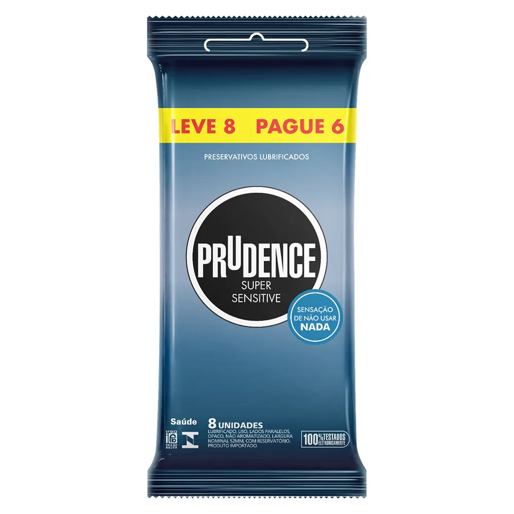 Preservativo Prudence Super Sensitive Lubrificado 8 Unidades