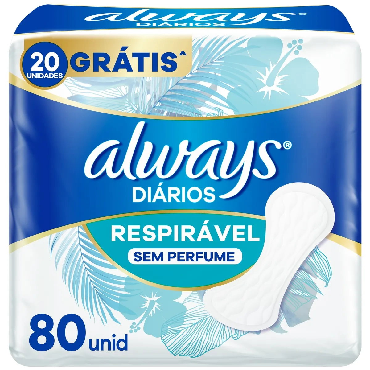 Protetor Diário Always Diários Respirável Sem Perfume 80 Unidades
