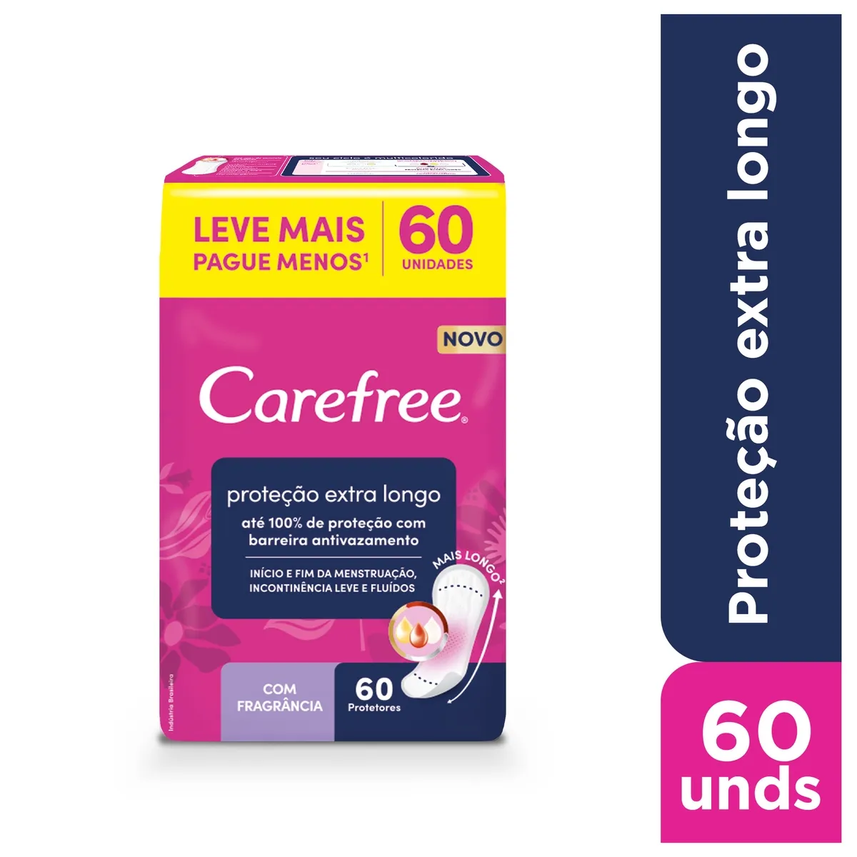 Protetor Diário Carefree Proteção Extra Longo Com Fragância 60un