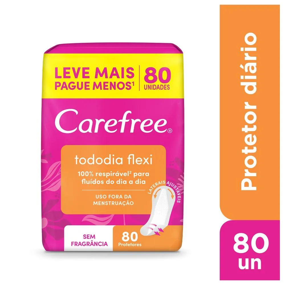 Protetor Diário Carefree Todo Dia Flexi Sem Perfume 80 Unidades