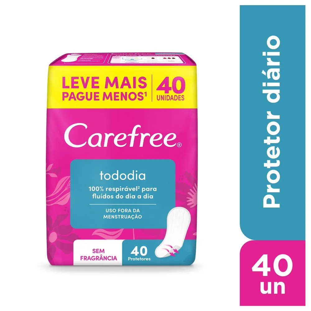 Protetor Diário Carefree Todo Dia Sem Perfume 40 Unidades