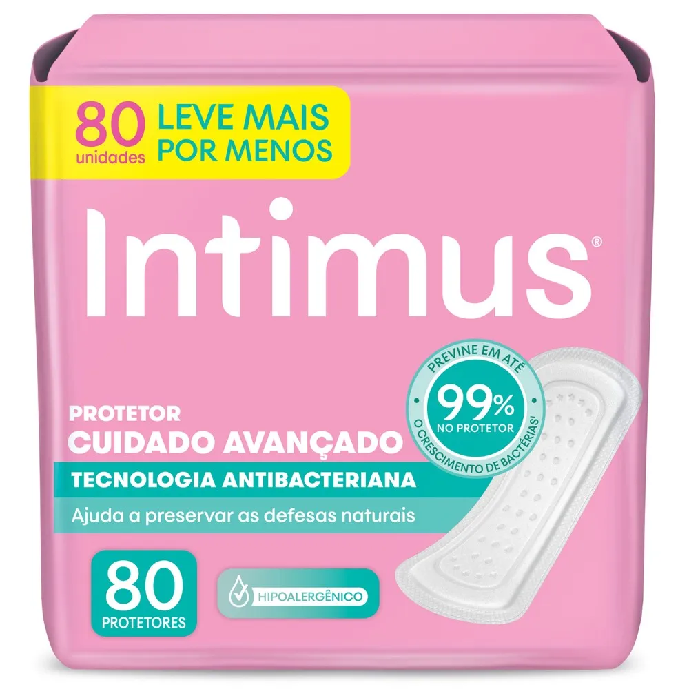 Protetor Diário Intimus Cuidado Avançando Tecnologia Antibacteriana 80 Unidades