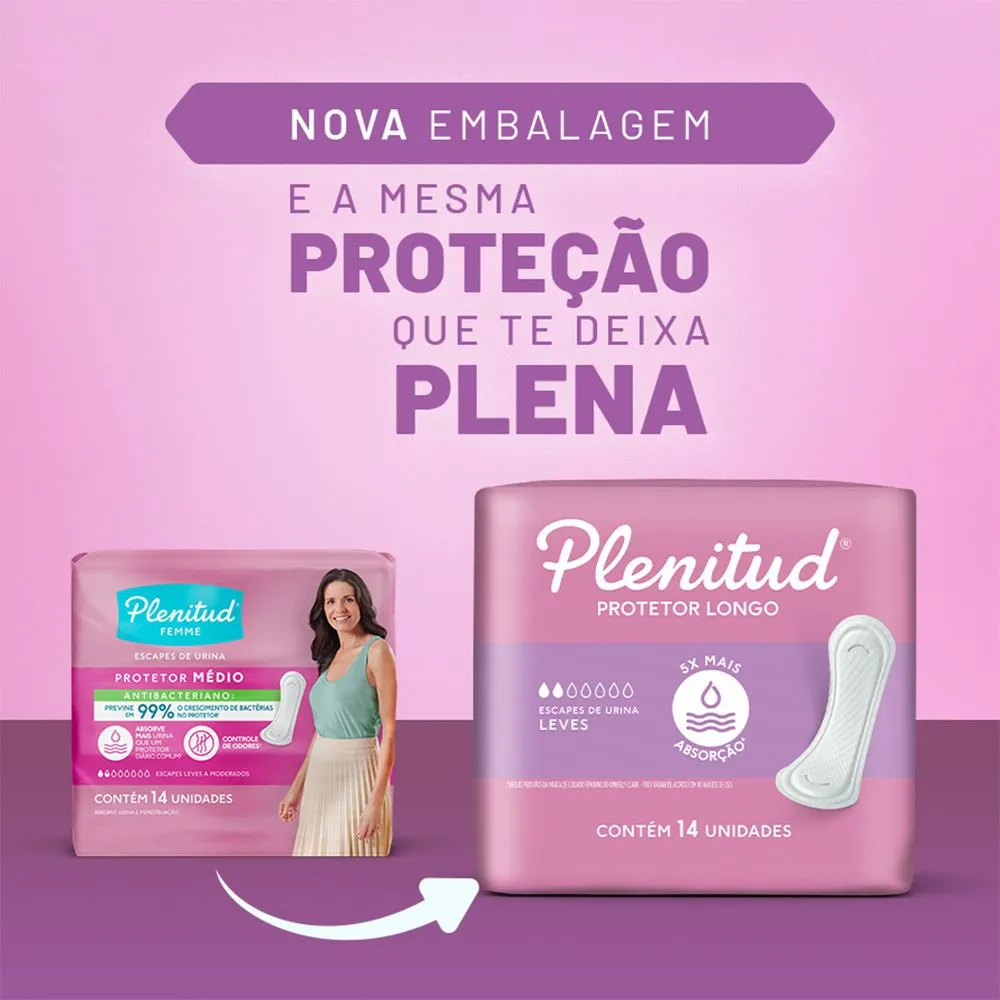Protetor Diário Plenitud Femme Longo Incontinência Urinária Leve 14 Unidades — foto 5