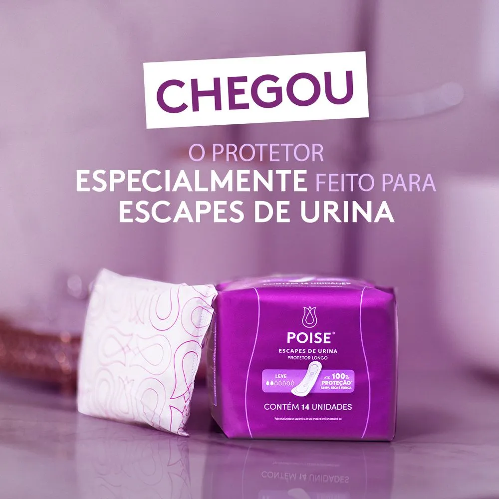 Protetor Diário Poise Longo Escapes de Urina Leves 14 Unidades — foto 2