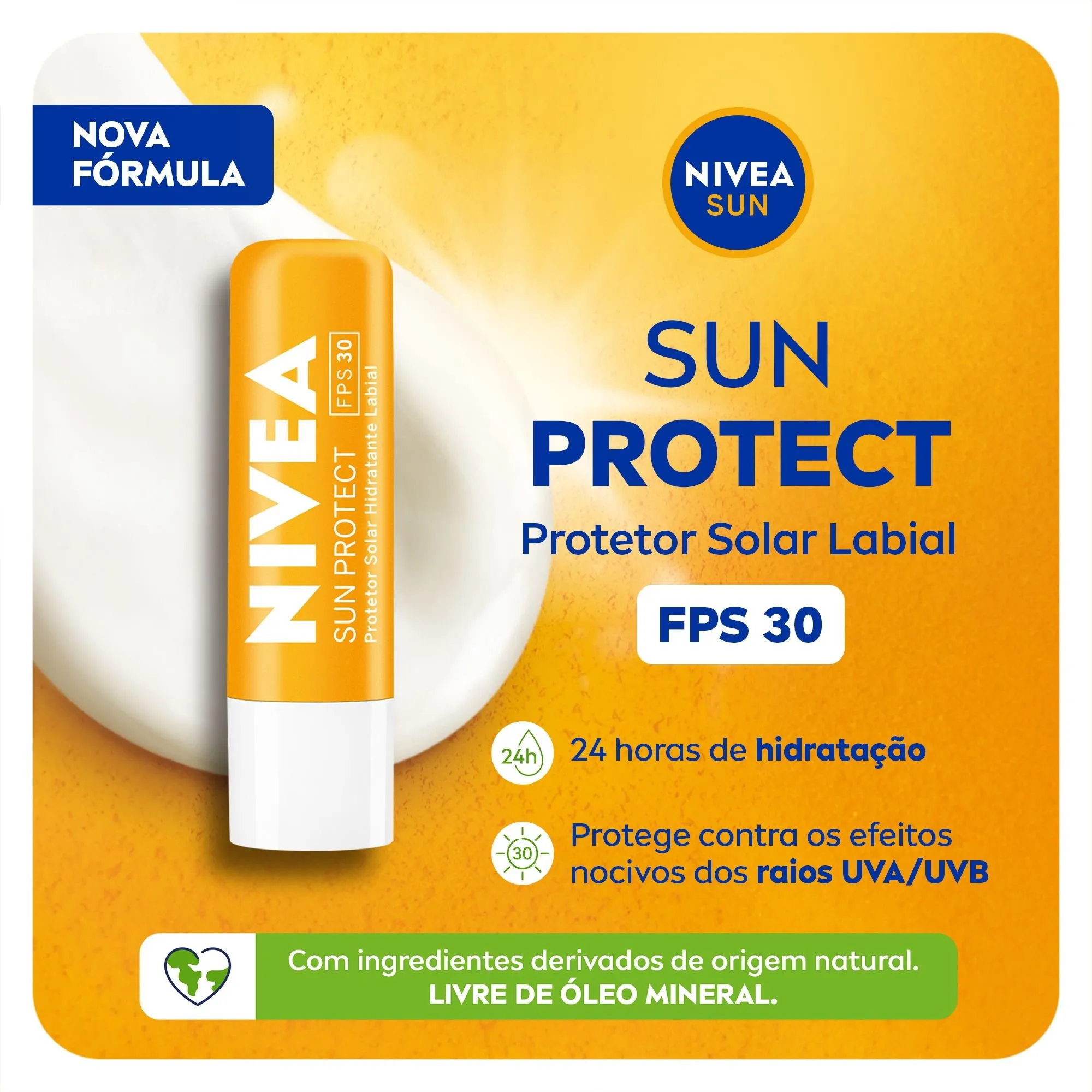 Protetor Labial Nivea Sun Protect Hidratante FPS30 4,8g — foto 2