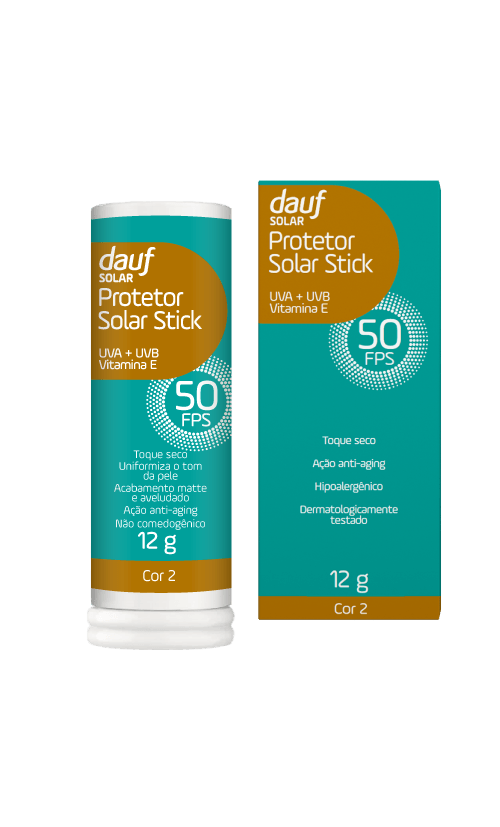 Protetor Solar Dauf Stick 50 Cor 2 Bege Médio Fps50 12g