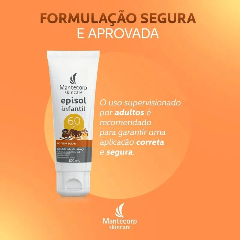 Protetor Solar Episol Infantil FPS60 Resistente à Água 100ml — foto 2