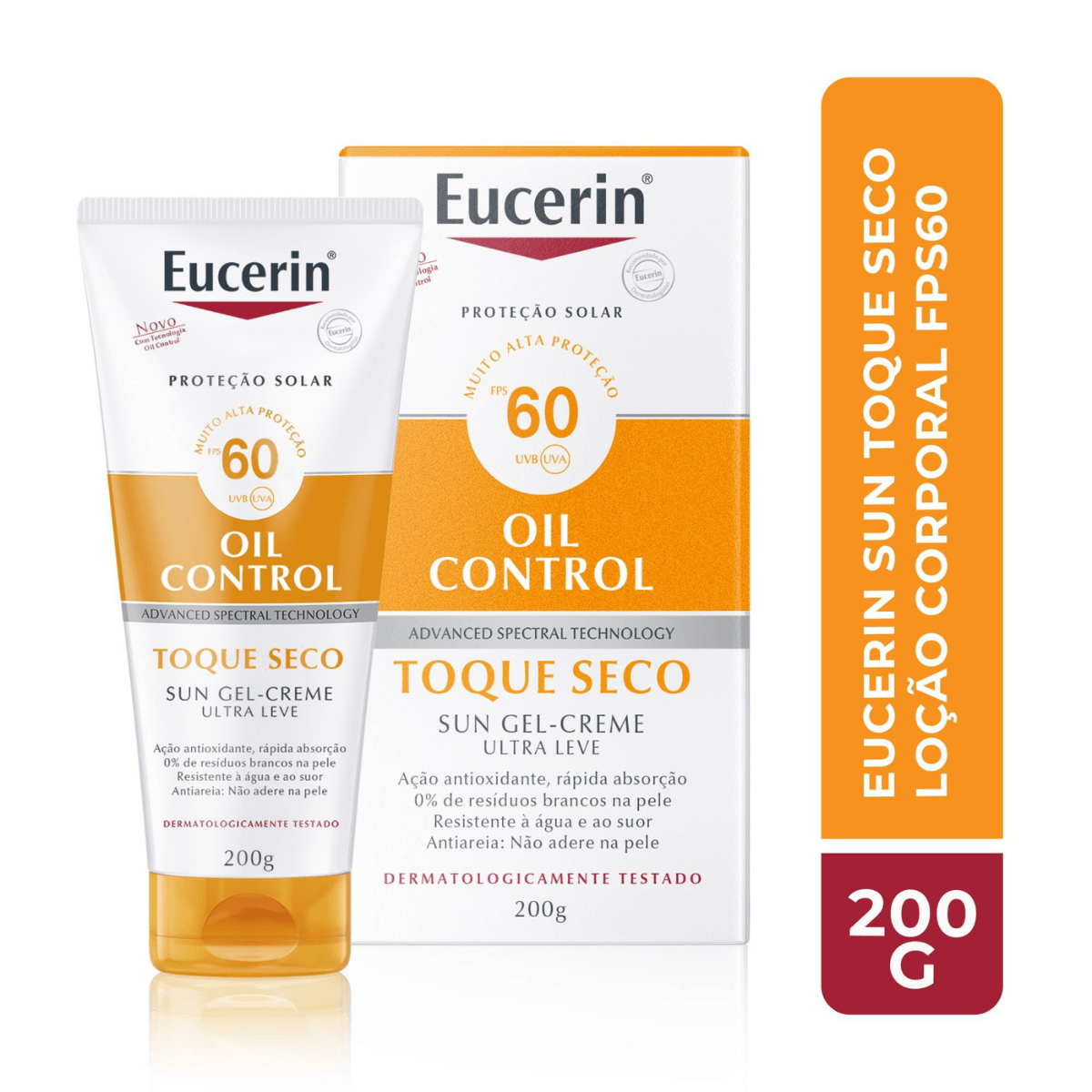 Protetor Solar Eucerin Sun Oil Control FPS60 Toque Seco Gel Creme 200ml