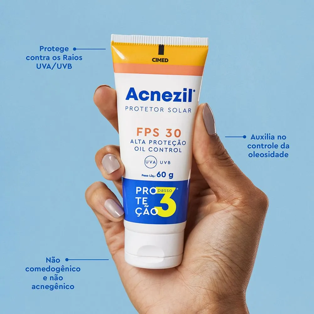 Protetor Solar Facial Acnezil Oil Control FPS30 60g — foto 3