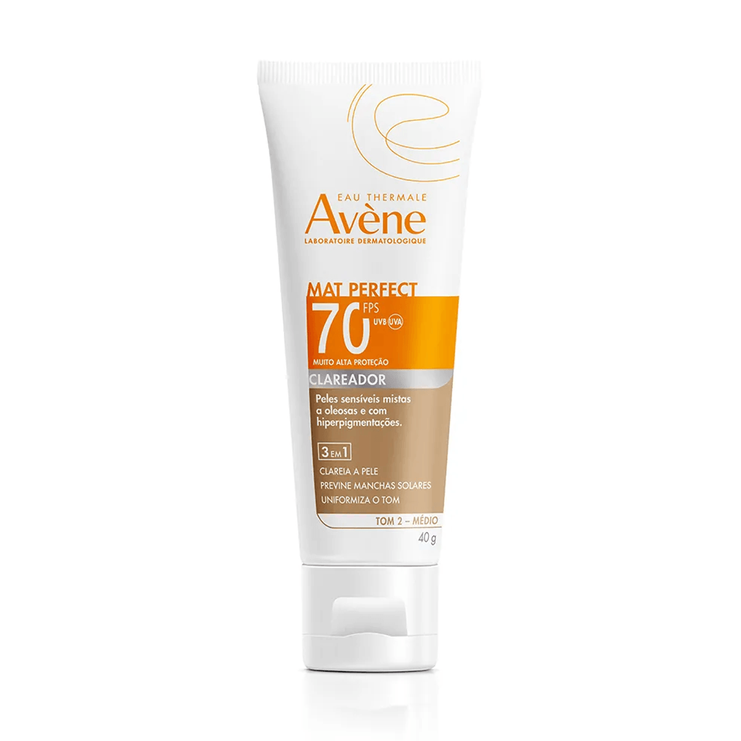 Protetor Solar Facial Avène Mat Perfect Fluido Clareador FPS70 Cor Média 40g