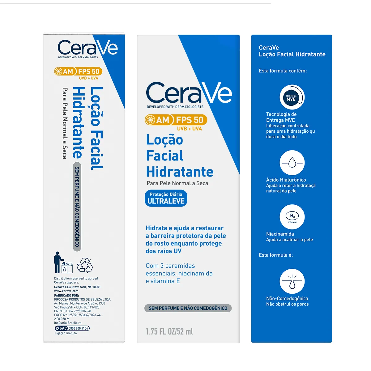 Protetor Solar Facial CeraVe AM Hidratante FPS50 Sem Perfume 52ml — foto 15