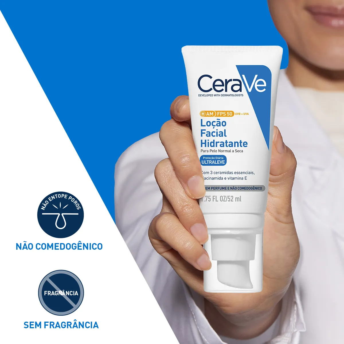 Protetor Solar Facial CeraVe AM Hidratante FPS50 Sem Perfume 52ml — foto 13
