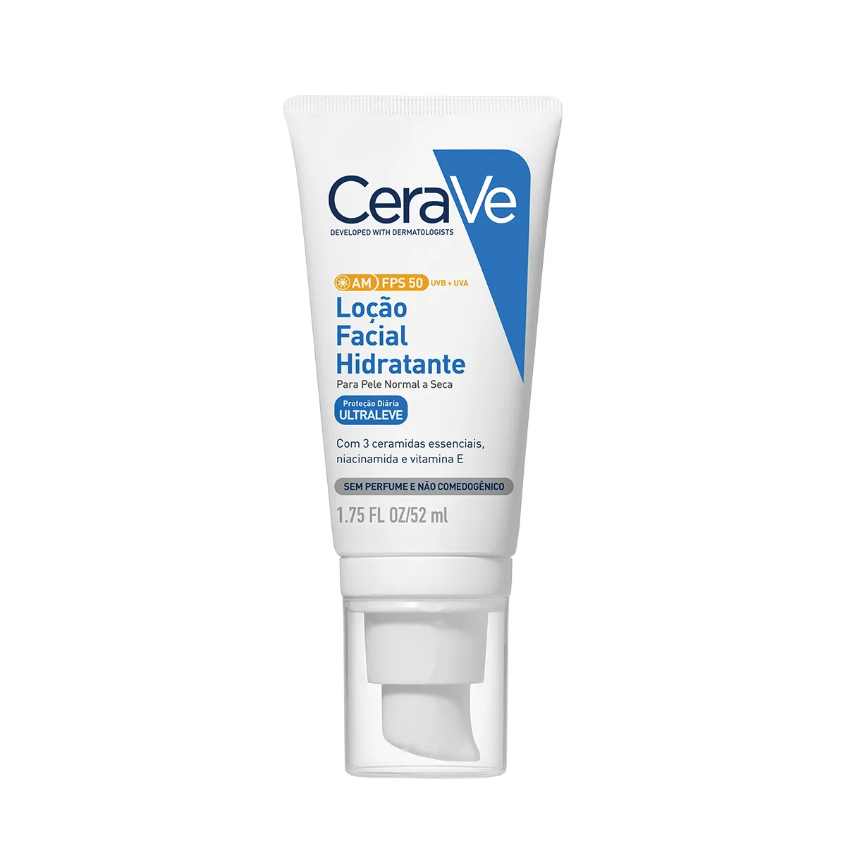 Protetor Solar Facial CeraVe AM Hidratante FPS50 Sem Perfume 52ml