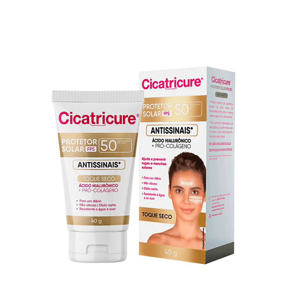 Protetor Solar Facial Cicatricure Antissinais FPS50 Efeito Matte 40g