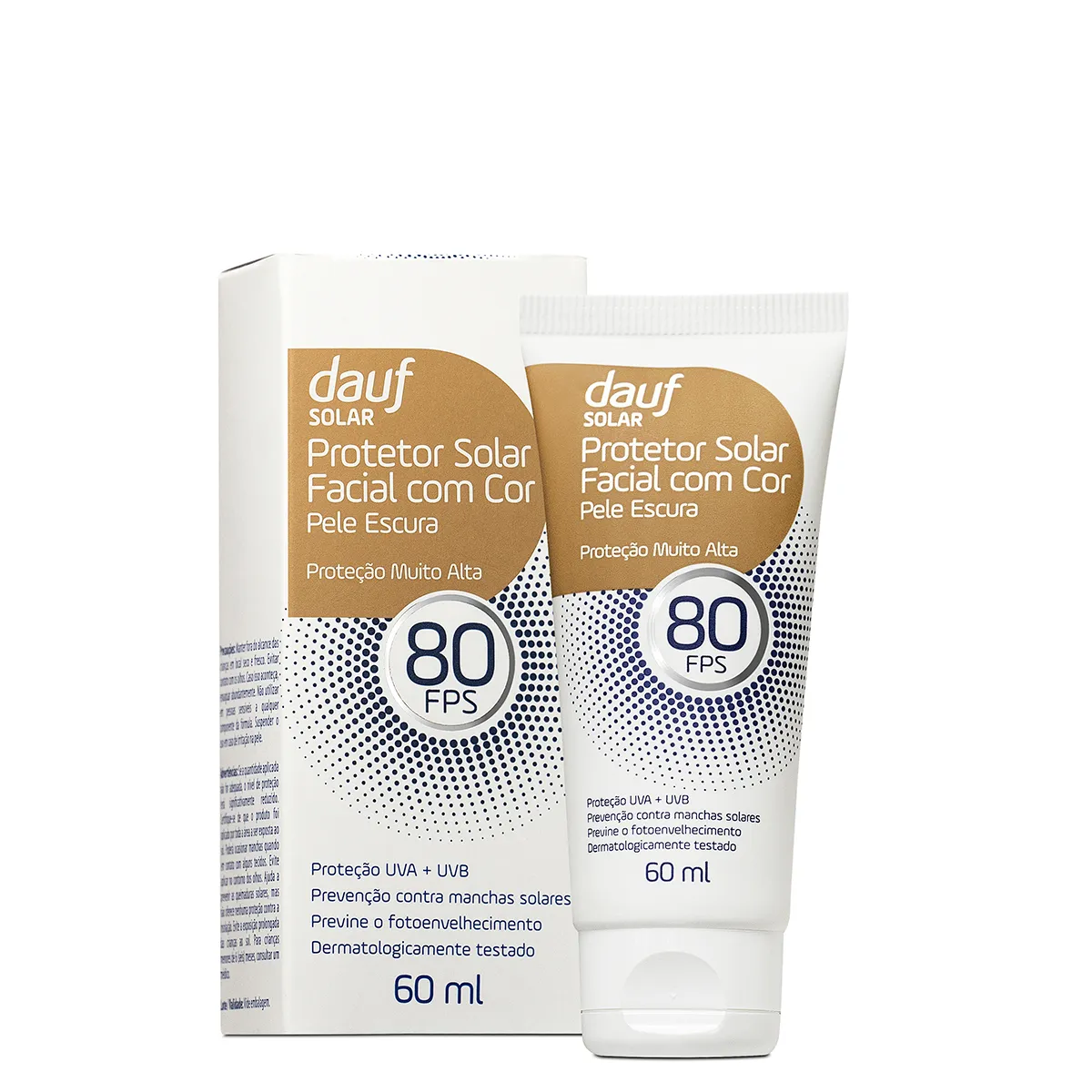 Protetor Solar Facial Dauf Bege Escuro Fps80 60ml