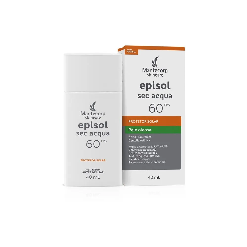 Protetor Solar Facial Episol Sec Acqua FPS60 Incolor 40ml